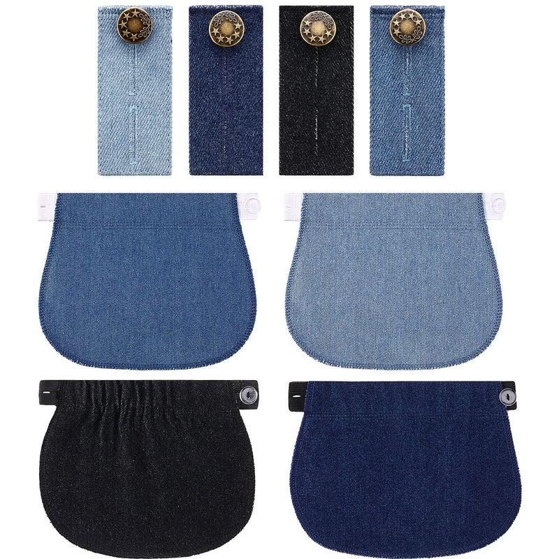 WILLBOND 8 Pcs Maternity Pants Extender Bulk Adjustable Pregnancy Jeans Extender Button Elastic Bands for Belly Women Men(Assorted Colors) - Image 1